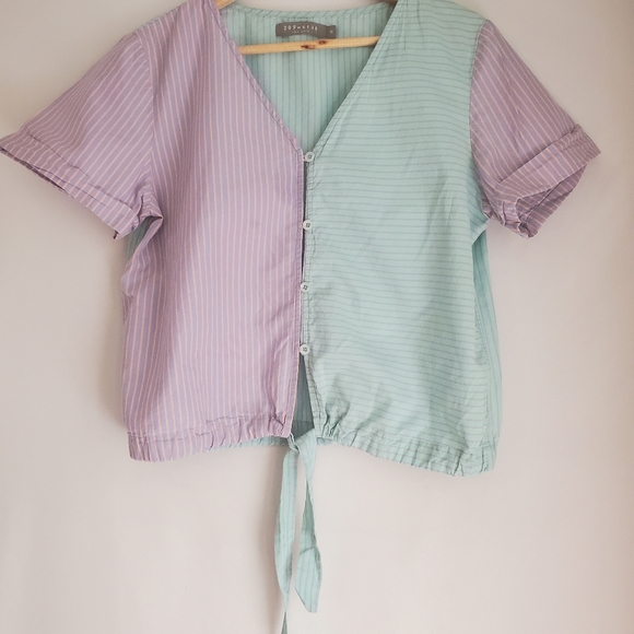 209 wst 38 Women's Medium Button Down Tie Top - Picture 7 of 8